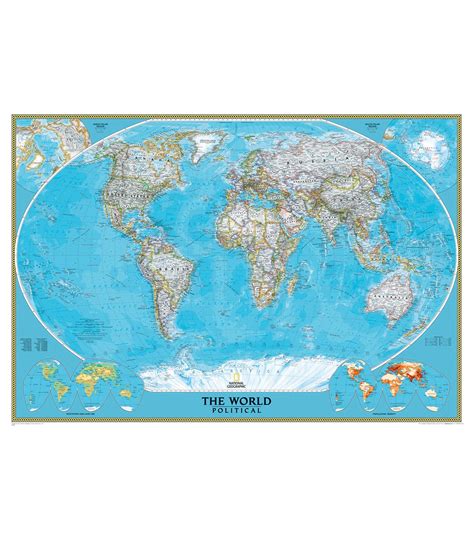 World Political Map Earth Toned Enlarged And Laminated Mapa Mural