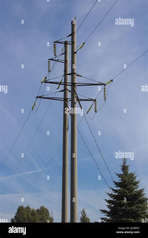 Concrete Electric Pole With High Voltage Electric Shock Stock Photo Alamy