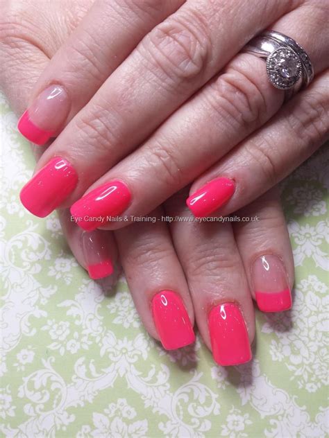 Eye Candy Nails And Training Sizzling Pink Gel Polish Over Acrylic