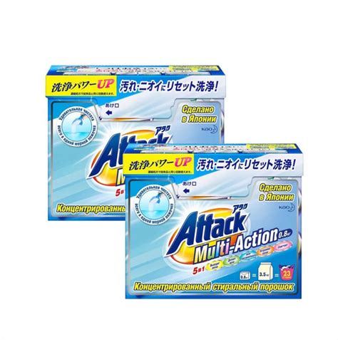 Японский стиральный порошок Attack Multi-Action, с активным кислородным ...