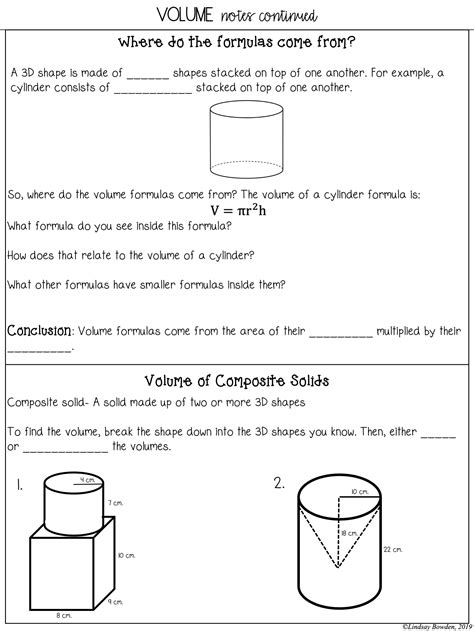 Volume And Cross Sections Notes And Worksheets Lindsay Bowden