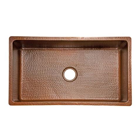 Premier Copper Products 33 In Antique Copper Single Basin Kitchen Sink With Drain Rona