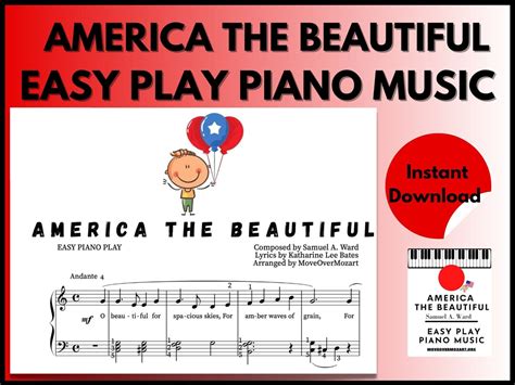 America the Beautiful Piano Sheet Music Instant DIGITAL MUSIC DOWNLOAD ...