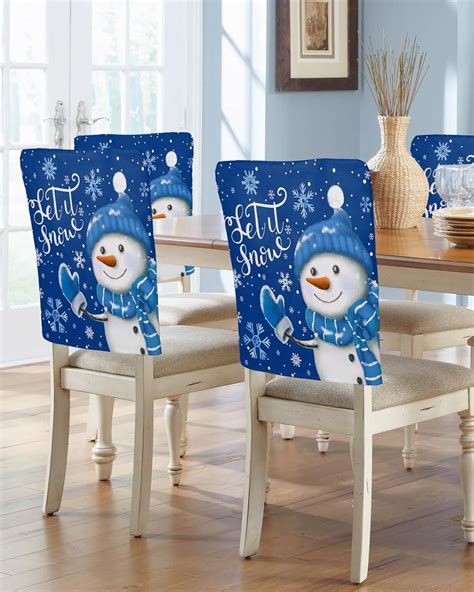 Amazon Dining Chair Covers Set Of Blue Snowman Christmas Chair