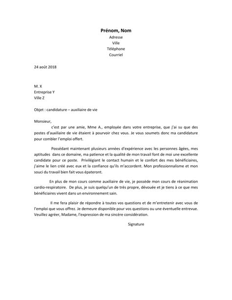 Lettre De Motivation Auxiliaire De Vie