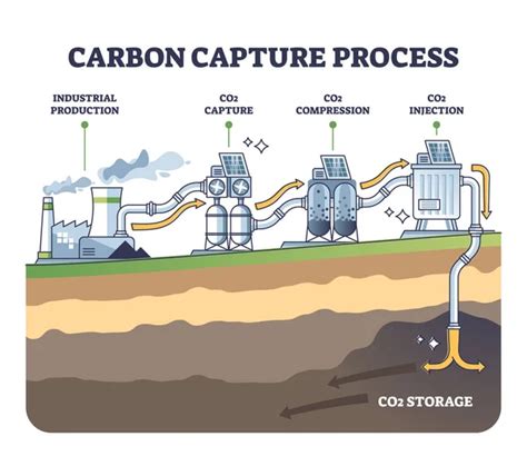 Etapas Del Proceso De Captura De Carbono Con Diagrama De Contorno