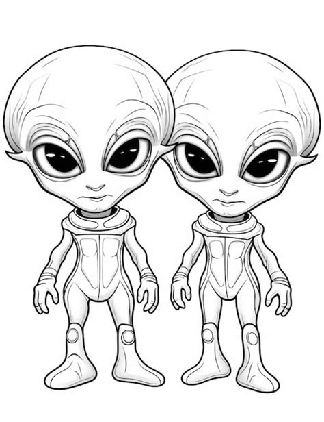 Um desenho de dois alienígenas alienígenas parados um ao lado do outro