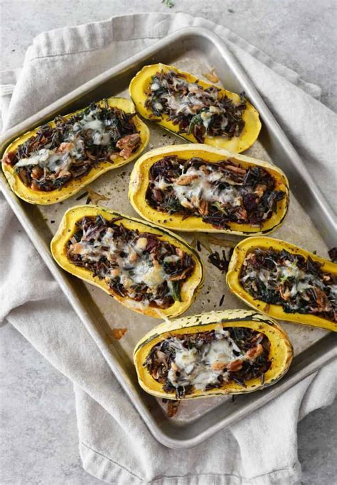 Wild Rice And Kale Stuffed Delicata Squash Delish Knowledge