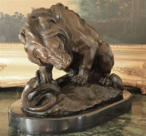 Lion and Serpent Bronze Sculpture