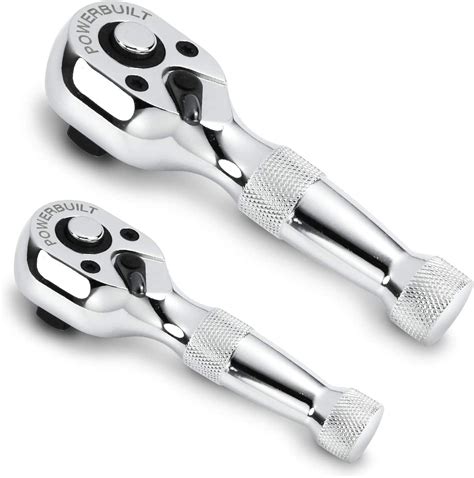 Powerbuilt Stubby Ratchet Set 2 Piece 1 4 Inch And 3 4 Inch Ratchets