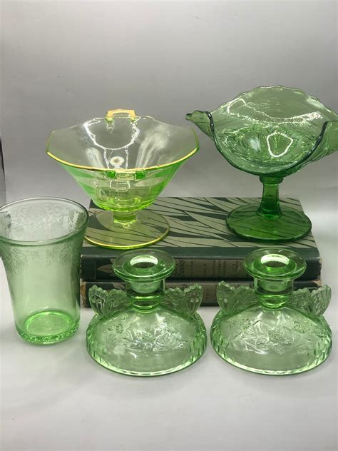 1930c Hazel Atlas Green Depression Glass Pieces Sold Separately Etsy