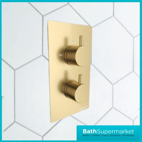 Aeris Brushed Brass Round 1 Way Concealed Thermostatic Shower Valve