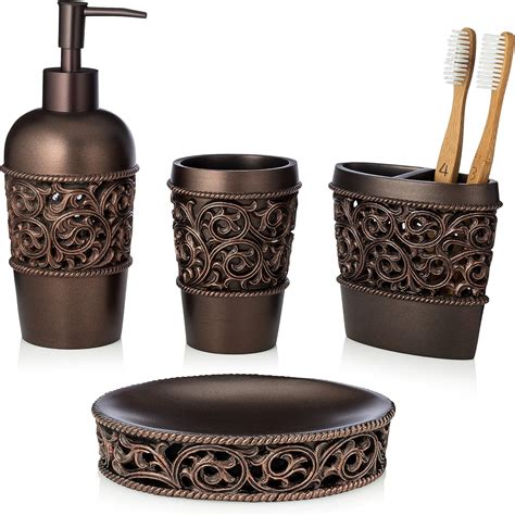 Essentra Home 4 Piece Bronze Bathroom Accessory Set