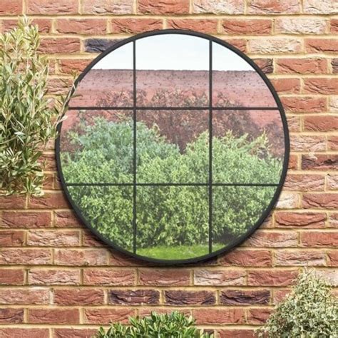 Hudson Black Round Garden Mirror 2 Sizes Soraya Interiors UK