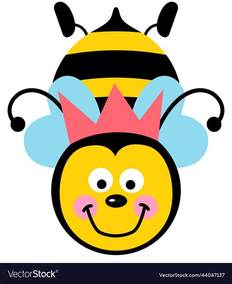 Cute Queen Bee With Crown Royalty Free Vector Image