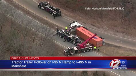 Tractor Trailer Rollover Stops Traffic On I 95 I 495 Ramp Youtube