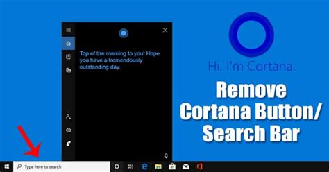 remove cortana button search bar   taskbar