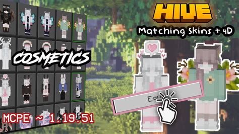 Mcpe Cosmetics 4d Matching Skins Works On Hive Mcpe 11951 Youtube