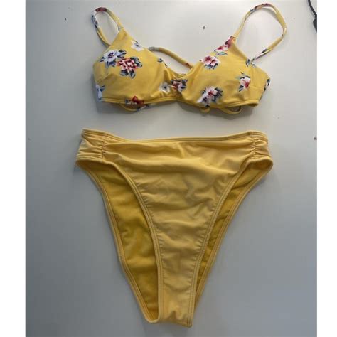 Hollister Yellow Bikini Top Xs Bottoms Depop