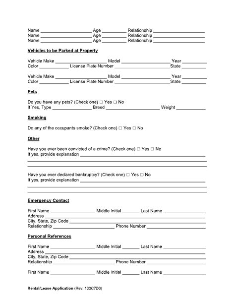 Printable Rental Verification Form