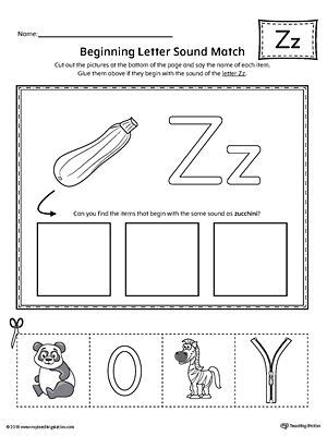 Letter Z Beginning Sound Picture Match Worksheet Worksheet.In this ...