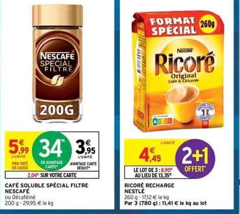 Promo Caf Soluble Sp Cial Filtre Nescaf Ricor Recharge Nestl Chez