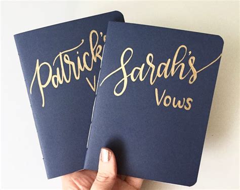 Wedding Vow Books Custom Calligraphy Hand Lettered Gift Personalized W/ Wedding Colors, Names - Etsy