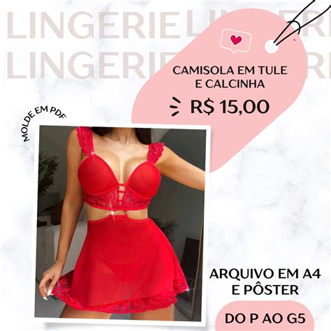 Molde Em Pdf Camisola Em Tule E Calcinha Asmoldes Em PDF Hotmart