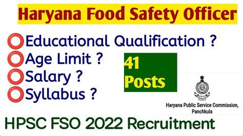 Haryana Food Safety Officer Recruitment Hpsc Fso Harayana Fso