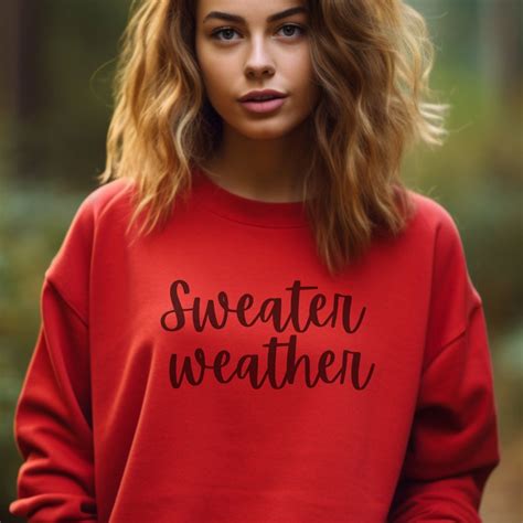 I Love Sweater Weather Sweatshirt No Bra Club Quote On Back Etsy