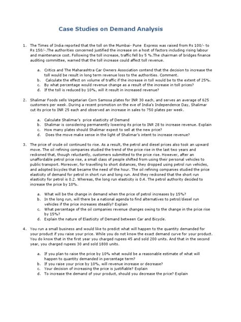 Analysis of Demand Elasticity in Various Case Studies | PDF | Demand ...