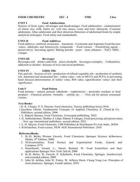 Food Chemistry Sec Nme