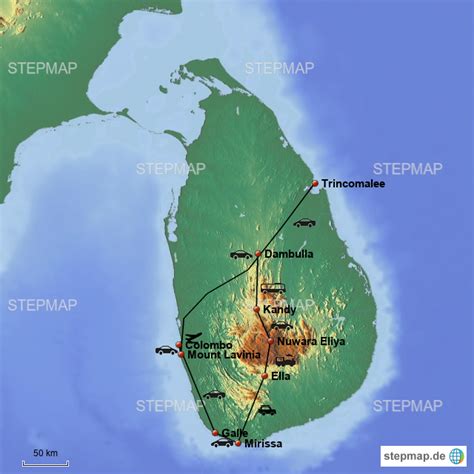 Stepmap Rundreise Sri Lanka Landkarte F R Asien