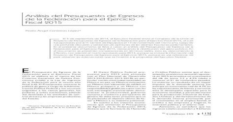 Análisis Del Presupuesto De Egresos De La Federación · L Presupuesto De Egresos De La Lo