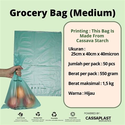 Jual Grocery Medium Kantong Belanja Eco Friendly Grocery Cassava Bag