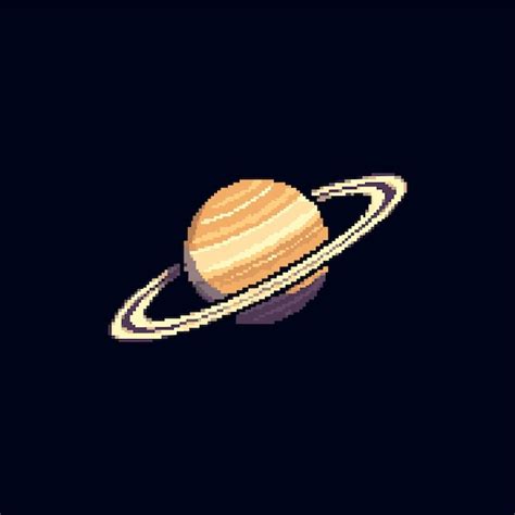 Ilustración Vectorial Del Planeta Anillado De Saturno Pixel Retro 8bit Vector Premium