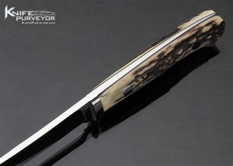 Bob Loveless Custom Knife Double Nude Logo Riverside California Stag Drop Point Hunter Knife