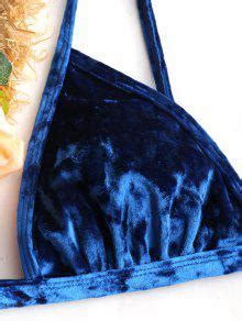 Padded Thong Velvet Bikini Set In BLUE ZAFUL