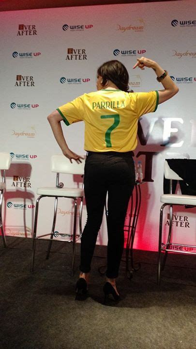 Awesome Lana Pointing To Out The 7 On Her Awesome Brazil Shirt During