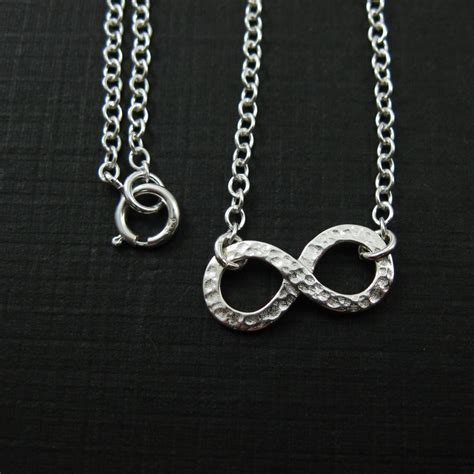 Sterling Silver Hammered Infinity Charm Pendant Necklace Inch