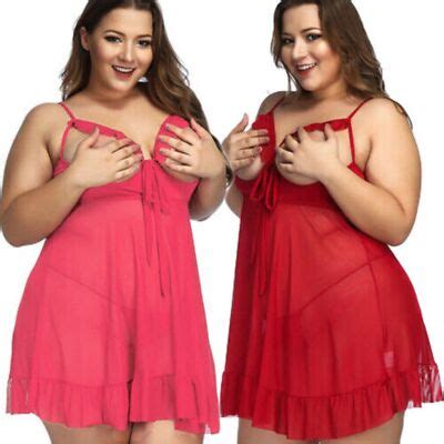 Women Lace Sexy Lingerie Nightwear Babydoll Sleepwear Hollow Out Dress Plus Size EBay