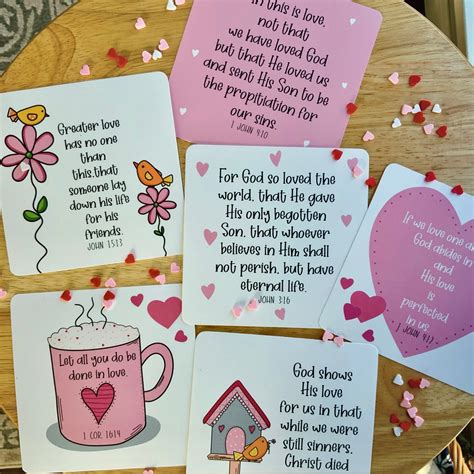 Valentine's Bible Verse Printable Cards, Scripture Cards on Love, God's ...