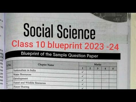 Class 10 Sst Chapter Wise Weightage Social Science Blueprint Class 10