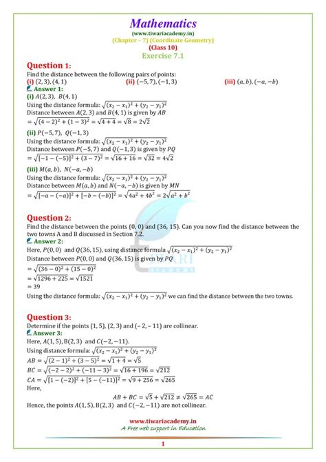 Ncert Solutions For Class Maths Chapter Exercise Online Pdf