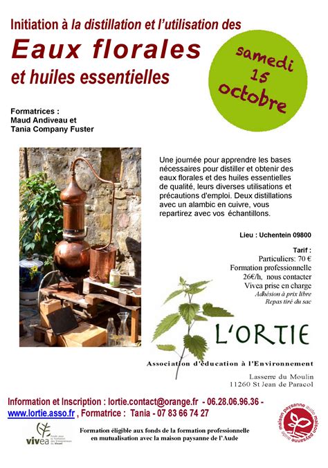 Initiation à la distillation et lutilisation des eaux florales et