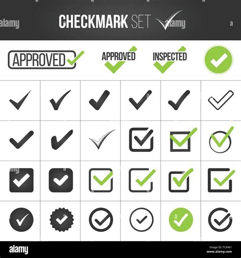 Checkmark Or Tick Mark Collection Set Acceptance Approval Right