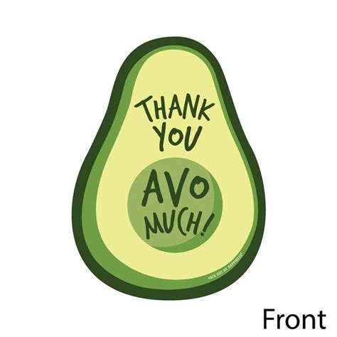 Hello Avocado Shaped Thank You Cards Fiesta Party Thank You Note