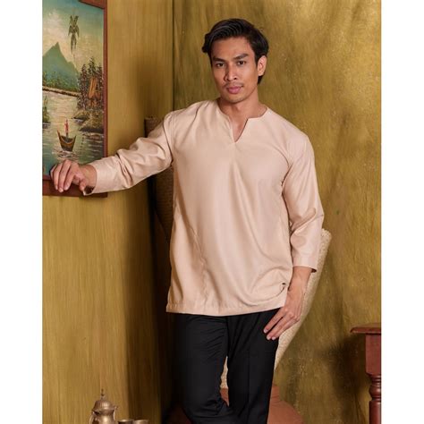 KURTA FAHMI V NECK SLEEVES NUDE BROWN LIMITED EDITION Shopee Malaysia