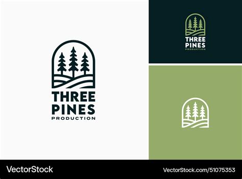 Rolling hill three pine evergreen cedar tree logo Vector Image