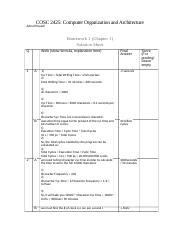 COA HW1 Solution Sheet 1 Docx COSC 2425 Computer Organization And